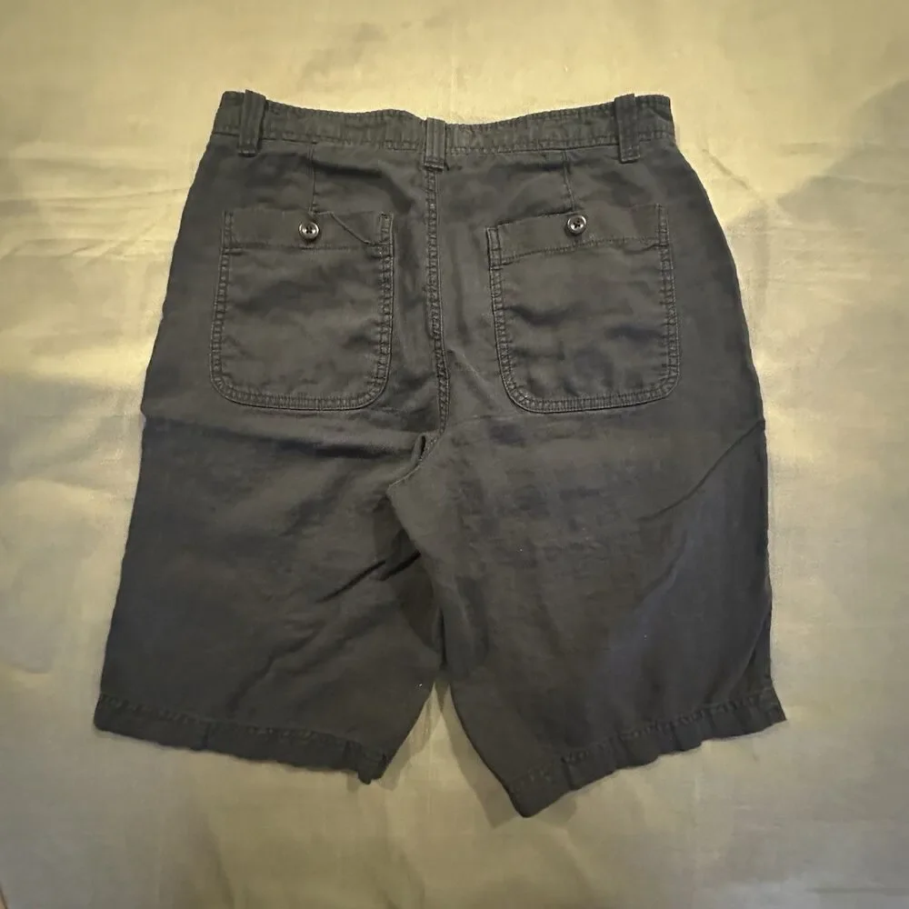 Calvin Klein Shorts Linen Men's 30 Chino Zipper Pocket Navy Blue Flat Front